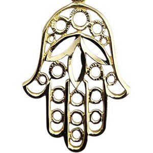 14 Karat Yellow Gold Filigree Hamsa Pendant #23921